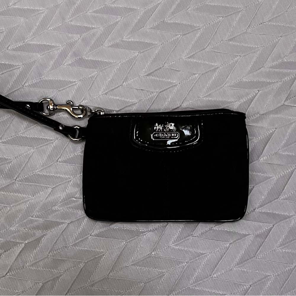 Coach Black Wristlet with Silver Logo
